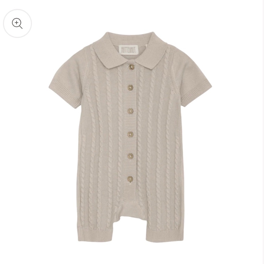 NWT GOTS Tan Cable Knit Baby Romper